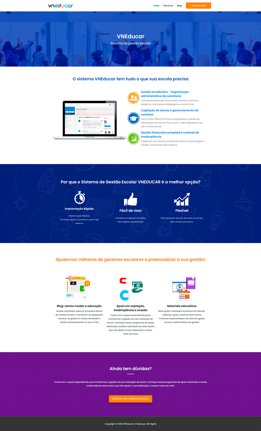 Layout Site de Sistema para escolas