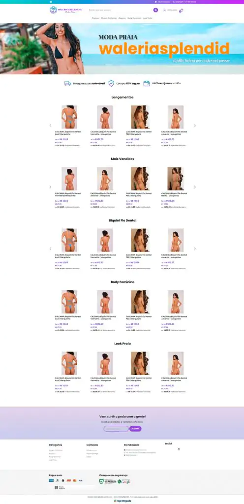 Layout Loja virtual de moda praia